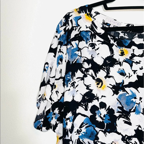 1. State Black White Floral Print Tie Single Cold Shoulder Blouse Small Women’s - Picture 4 of 13